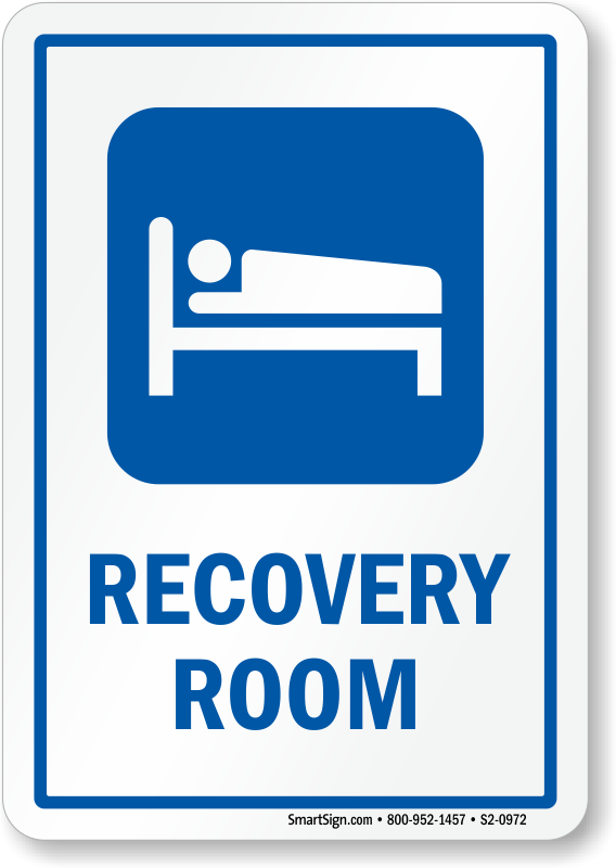 Recovery Room Hospital Sign, Patient on Bed Symbol, SKU: S2-0972