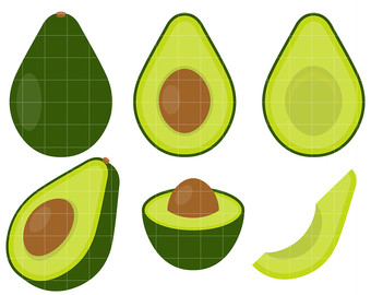 avocado clip art – Etsy