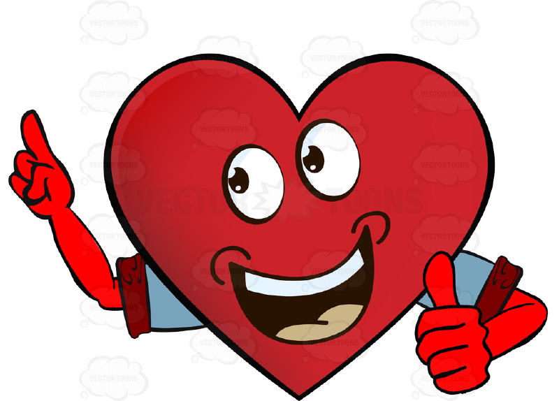 Cartoon Clipart: Smiling Open Mouthed Heart Smiley With Arms One ...
