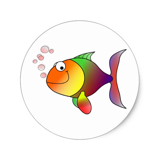 Happy Fish ~ Bubbles Classic Round Sticker | Zazzle