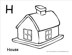 Letter H writing and coloring sheet