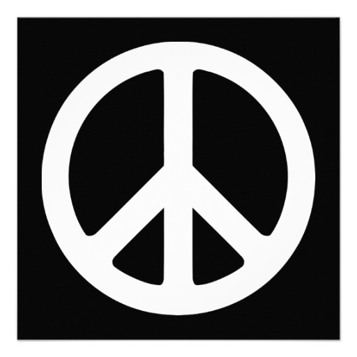 Black and White Peace Sign Personalized Announcement from Zazzle.