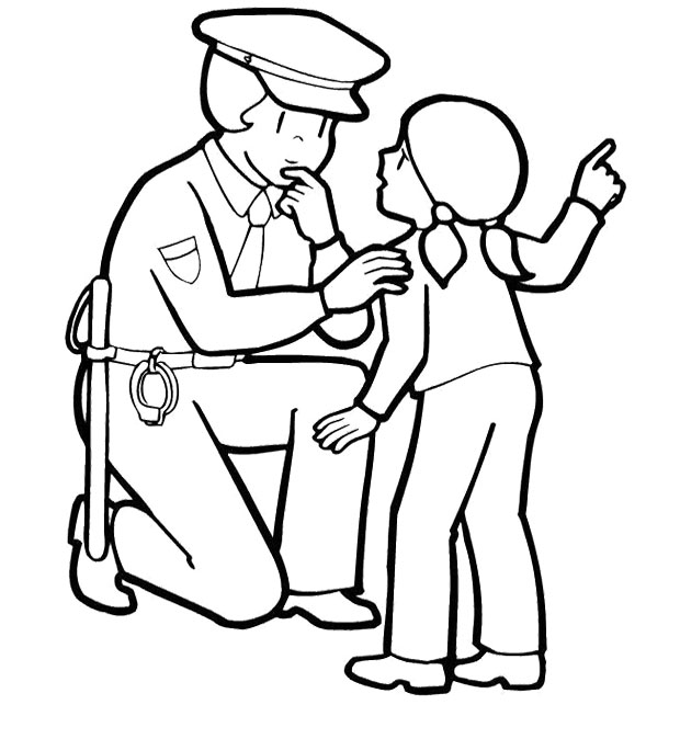 Officer Police Woman And Children Coloring Pages - Police Coloring ...