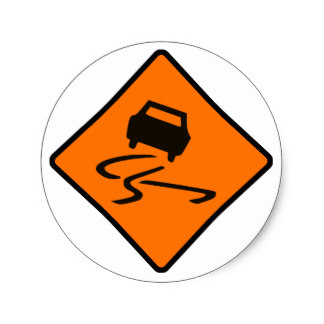 Slippery Road Stickers | Zazzle