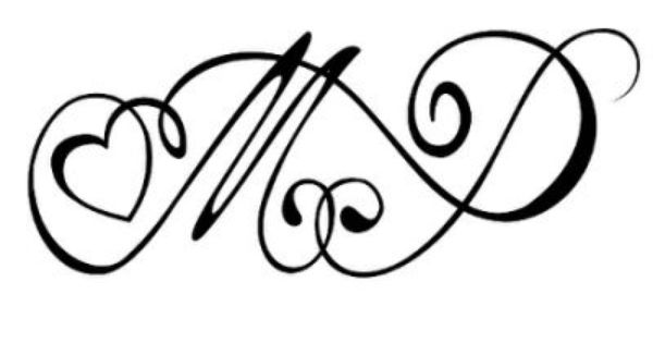 letter m tattoo with heart