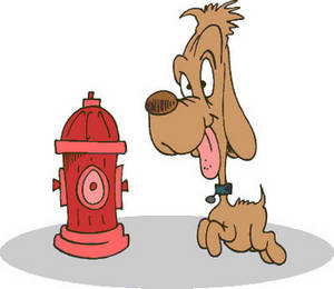 Dog and fire hydrant clipart