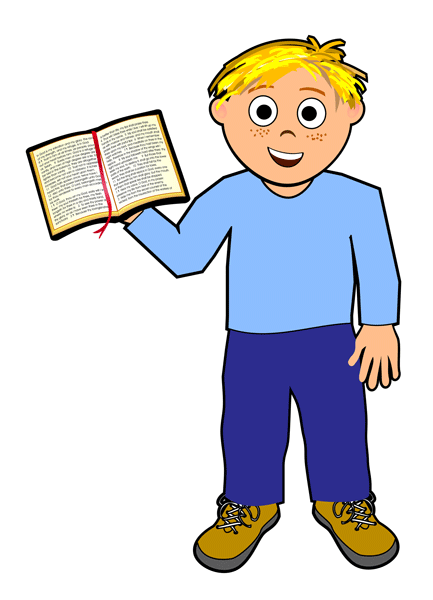 Animation clipart of boy with bible