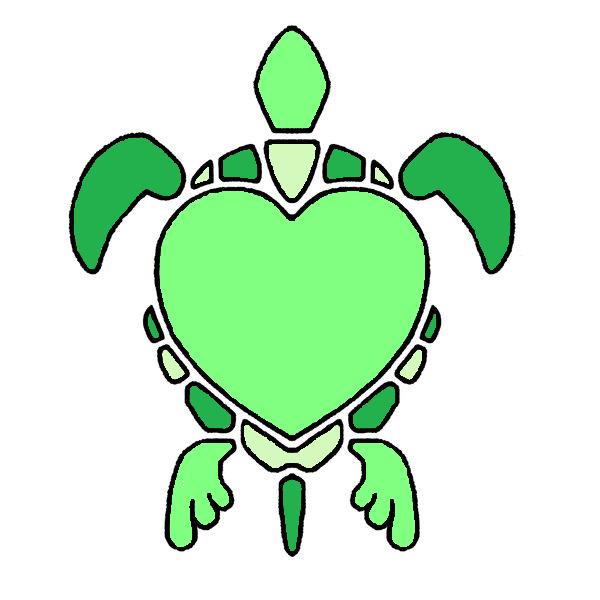 Heart Turtle Line Art