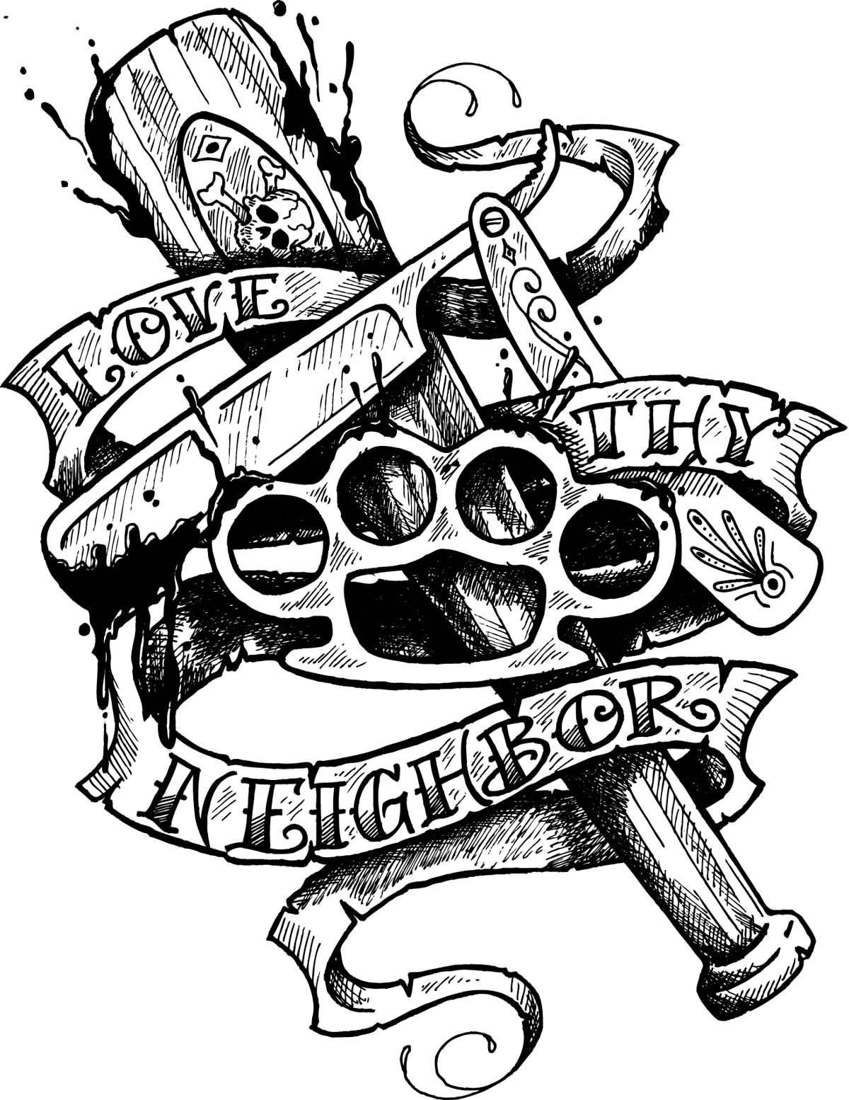 Neighborly «Line drawing «Other «Tattoo, tattoo design art, flash