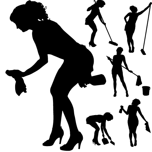 Creative cleaning woman silhouette design vector 01 - Vector ...