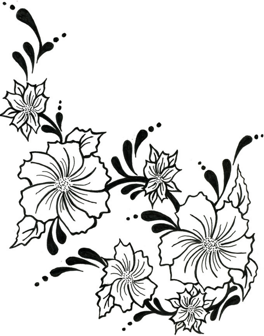 Tribal Hibiscus Flower Tattoo On Back: Real Photo, Pictures ...