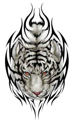 Tribal And Tiger Eye Tattoo Design