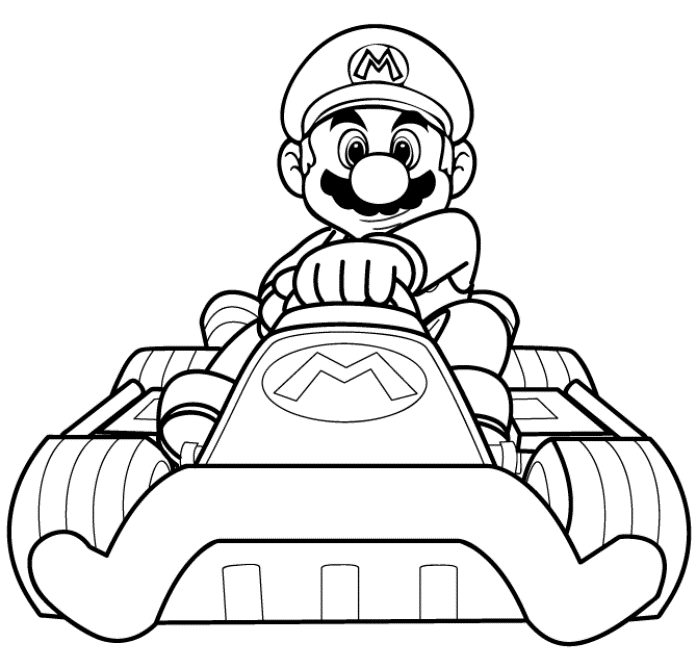 Print Mario Kart Mario Driving Coloring Page or Download Mario ...