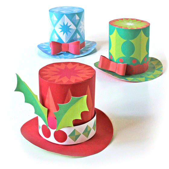 Paper craft mini top hats printable