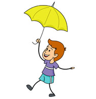 Boy with umbrella clipart