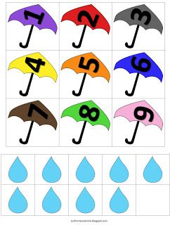 Number recognition, Umbrellas and Numbers