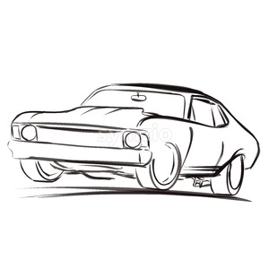 Old small sport Car Outline Sketch vector illustration : 53783 ...