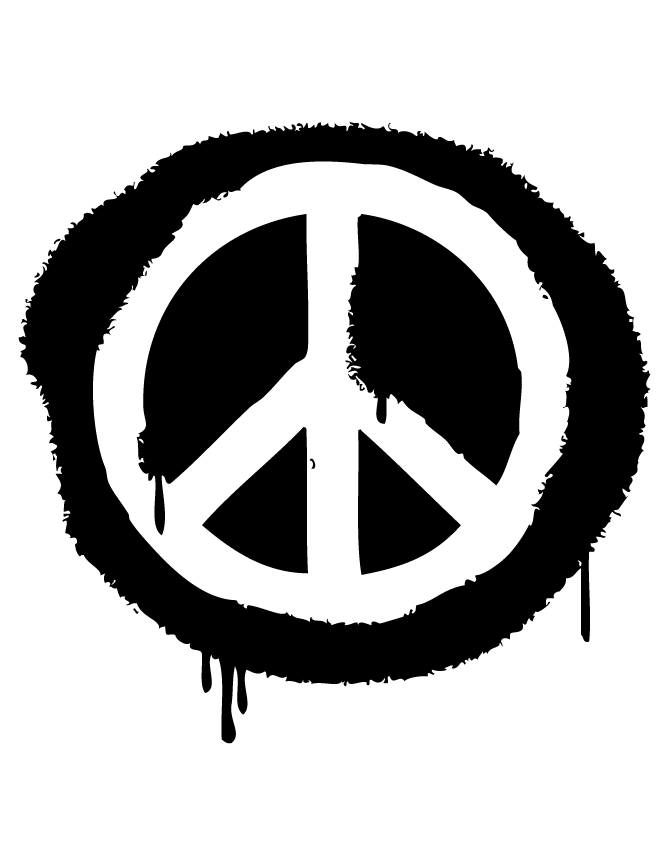 Peace Sign Dripping Coloring Page | Free Printable Coloring Pages