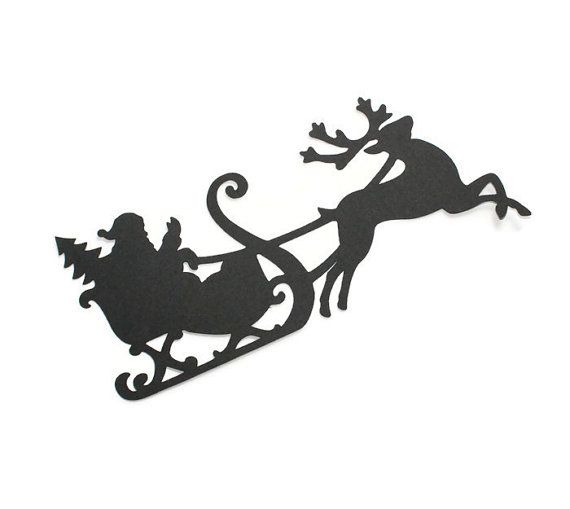 Vintage sleigh clipart santa silhouette