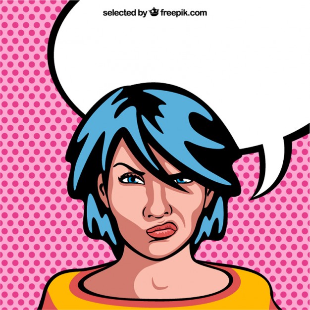 Angry woman cartoon with blank speech bubble Vector | Free Download