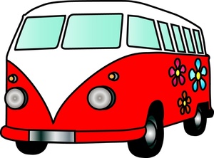 Van Clipart Image - Old Retro Hippie Van with Flower Power ...