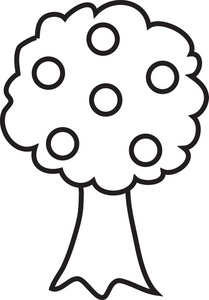 Fruit tree clipart black and white