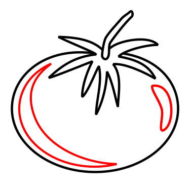 Drawing a cartoon tomato