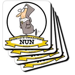 Funny Worlds Greatest Nun Cartoon - Set Of 8 Coasters ...