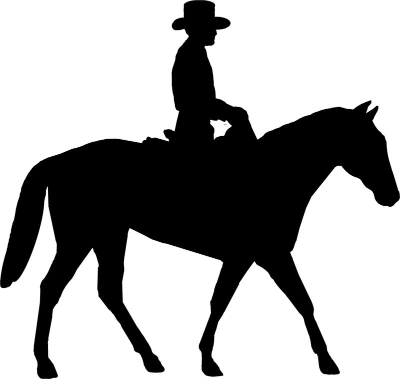 Cowboy riding horse clipart silhouette