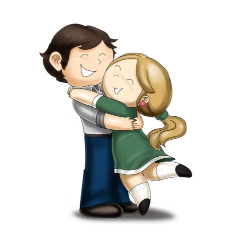 Cartoon Couples Hugging