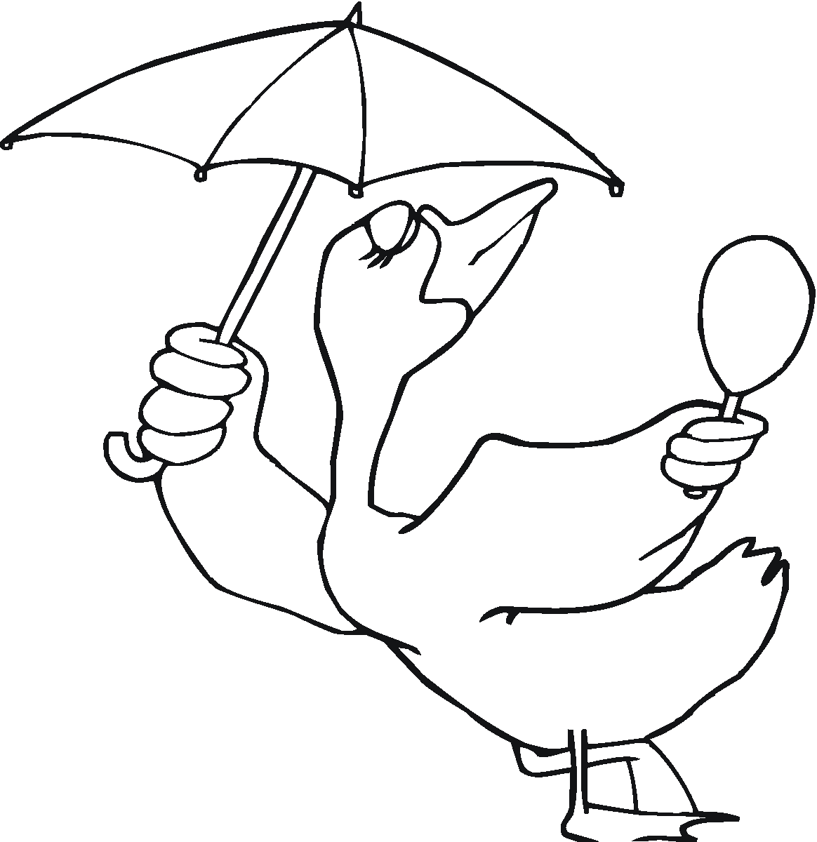 Раскраска утка с зонтом
