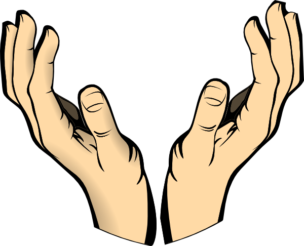 Open hand clipart black and white