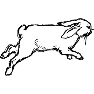 Running rabbit clipart black and white
