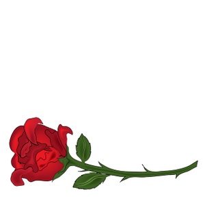 Long stem red rose clipart