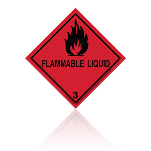 K016 - Class 3 Flammable Liquid Hazard Warning Diamond Label