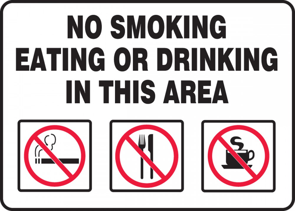 No Smoking Eating Or Drinking In This Area Safety Sign MSMK408