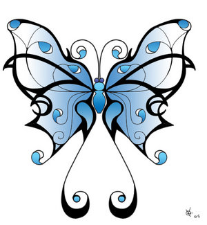 blue tribal butterfly tattoo designs by haodorin | Tattoo Expo