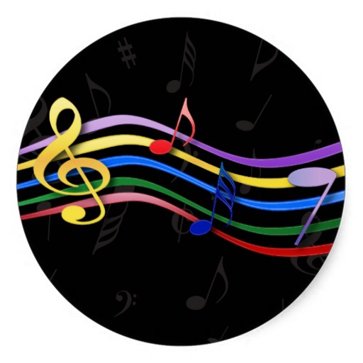 Rainbow Coloured Music Notes Round Stickers - Zazzle.