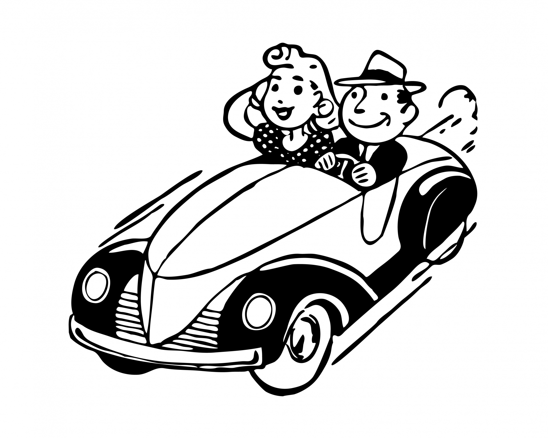 Vintage Car Couple Clipart Free Stock Photo - Public Domain Pictures