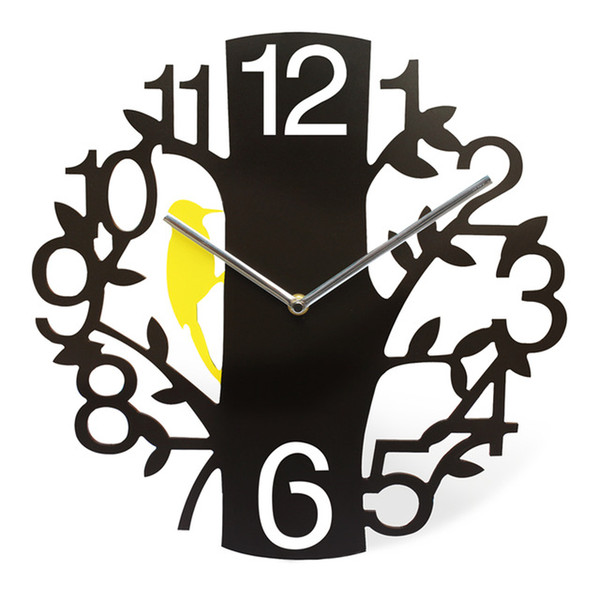 Fashion New Art Branch Bird Number Designer Mute Wall Clock ...