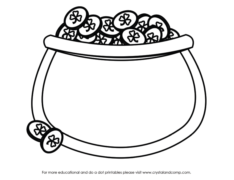 Pot of gold clipart black and white
