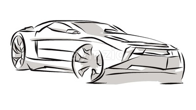 Old small sport Car Outline Sketch vector illustration : 53783 ...