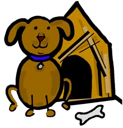 Full Version of Stick Figure Dog & Dog House Clipart