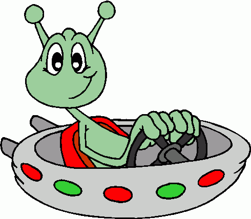 Alien in spaceship clipart