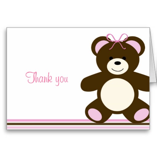 Pink Chocolate Teddy Bear Thank You Note Cards from Zazzle.