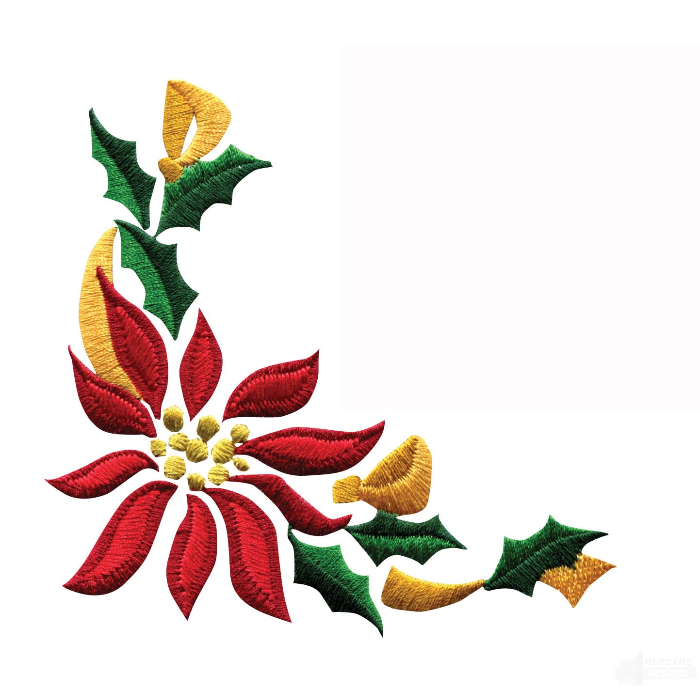 Poinsettia Floral Border 3 Embroidery Design ~ imanada