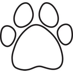 Coloring Page Clipart Image - Black and white dog paw print ...