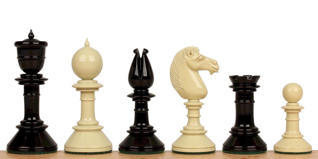 Edinburgh Upright Chess Set Black-Ivory 3.75" King