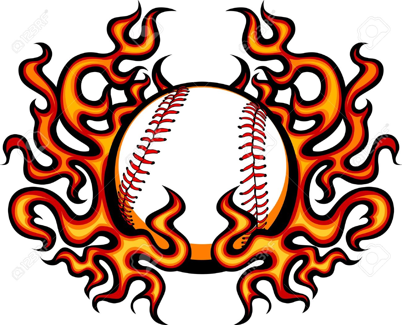 Softball flames clipart