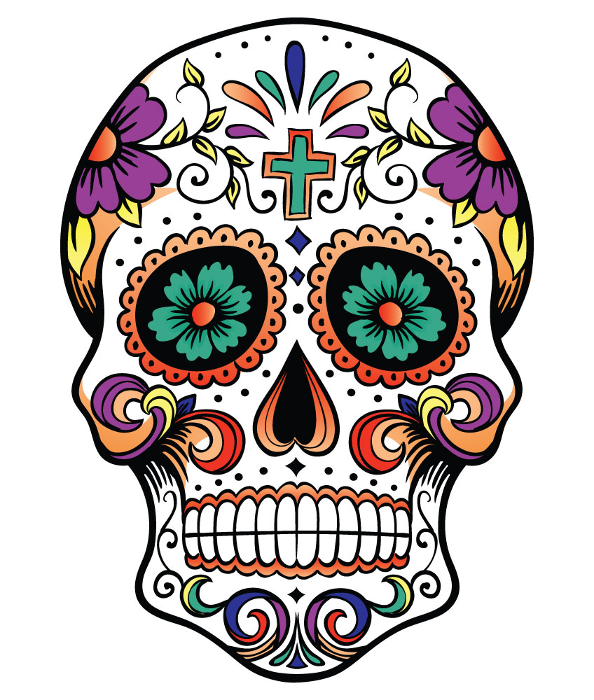 Colorful sugar skull clipart